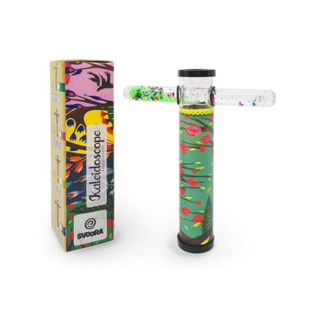 קליידוסקופ מקל שמן ירוק הדפס פרחים