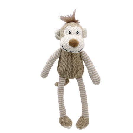 בובת קוף סרוגה חום לבן