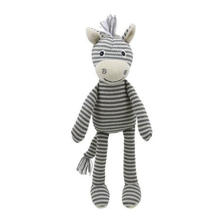 בובת זברה סרוגה אפור לבן
