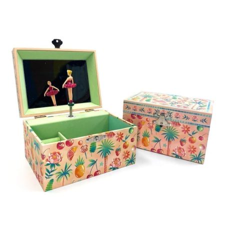 תיבת נגינה ורודה הדפס פירות ופרחים