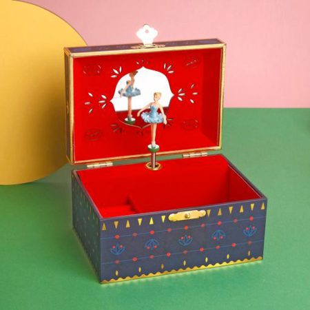 תיבת נגינה - בלרינה עיטורים כחולים