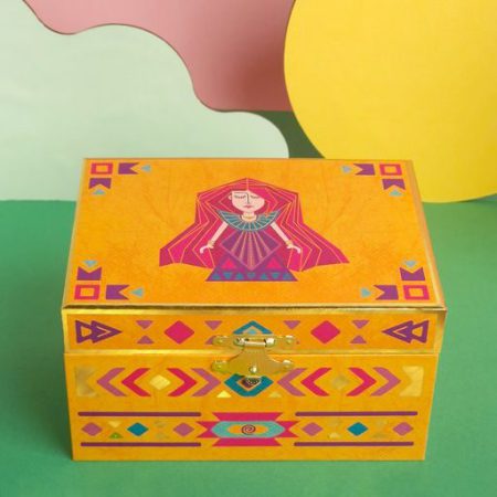 תיבת נגינה - בלרינה עיטורים צהובים