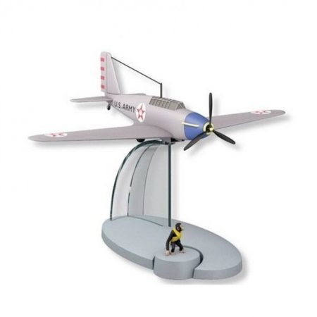 טין טין - מטוס צבאי אמריקאי אפור וקוף