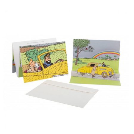 טין טין - גלוית פופ-אפ גדולה המכונית עם הגג הנפתח של האדוק